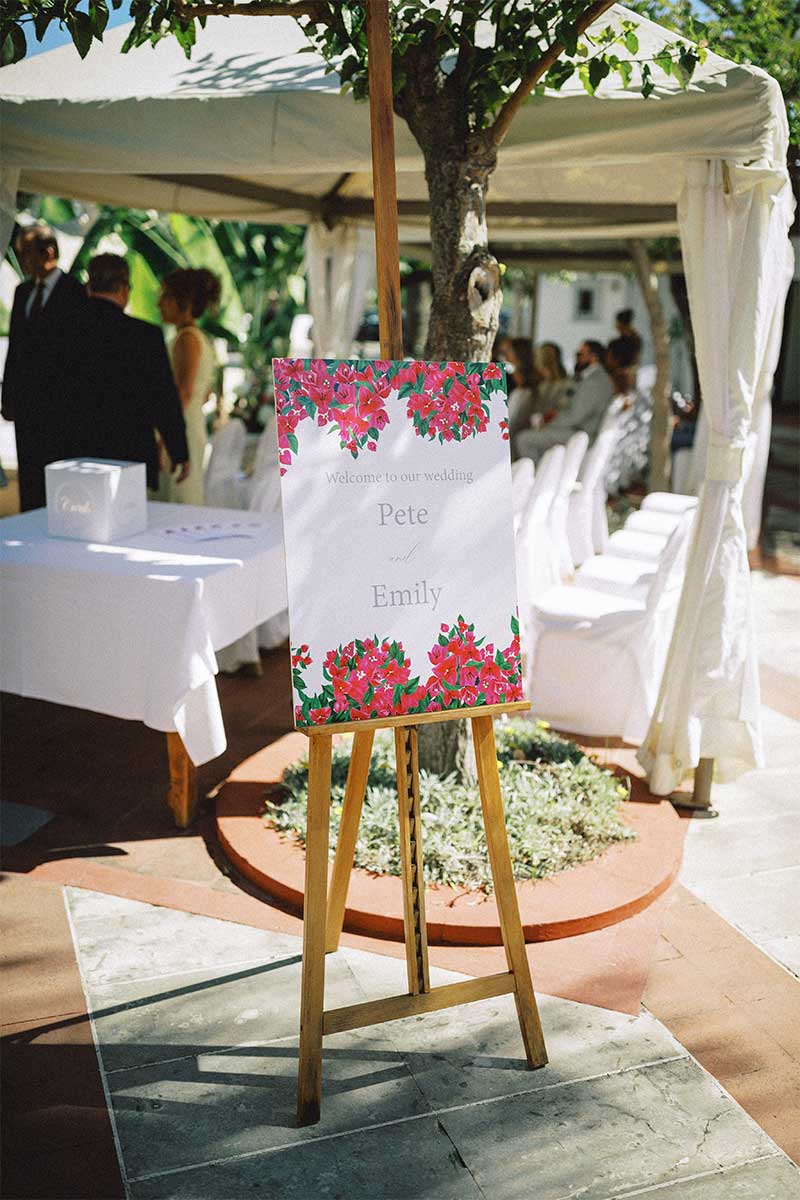 pink wedding signage