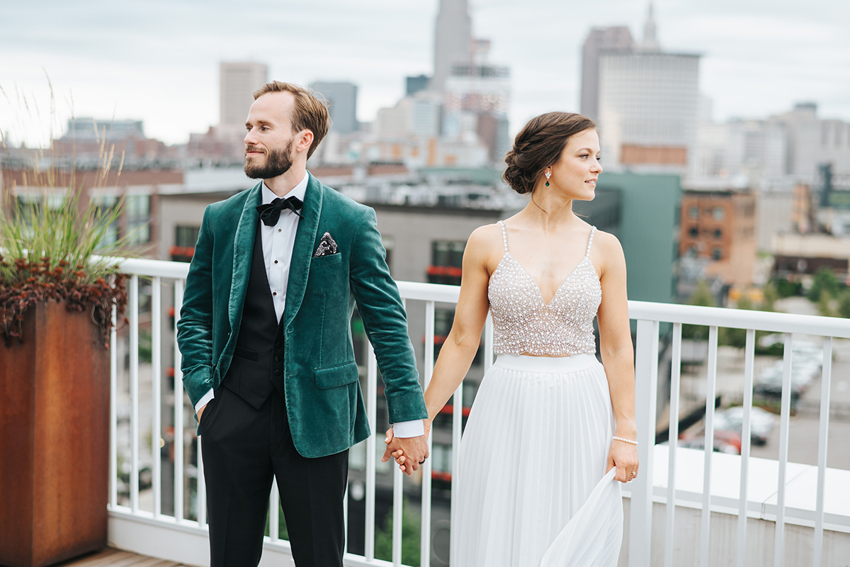 reception venue in downtown cleveland with skyline view