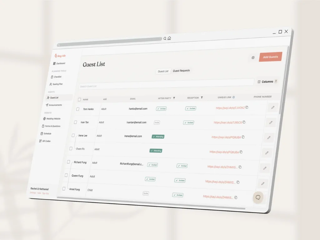 Guest list tab Landscape Mock up